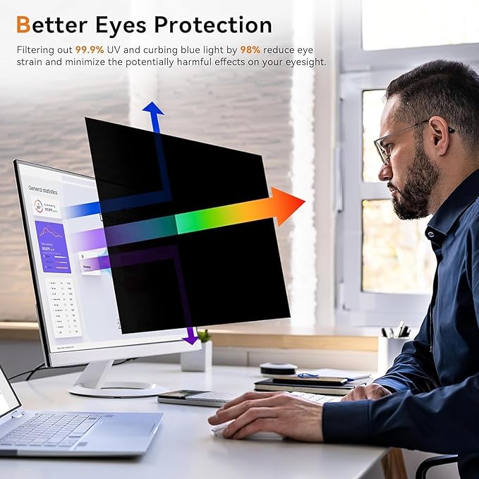 [5-Pack] 18.5 Inch Computer Privacy Screen for 16:9 Widescreen Monitor, Anti Glare Anti-UV Eye Protection Desktop PC LED Monitor Filter, Removable Anti-Scratch Screen Film 18in