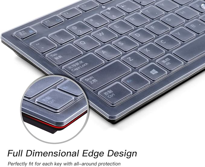 Keyboard Cover for Dell KB216 KB216b KB216t KB216d KB216p Wired & KM636 & Dell Optiplex 5250 3050 3240 5460 7450 7050 & Dell Inspiron AIO 3475/3670/3477 All-in one Desktop Keyboard Protector -Clear