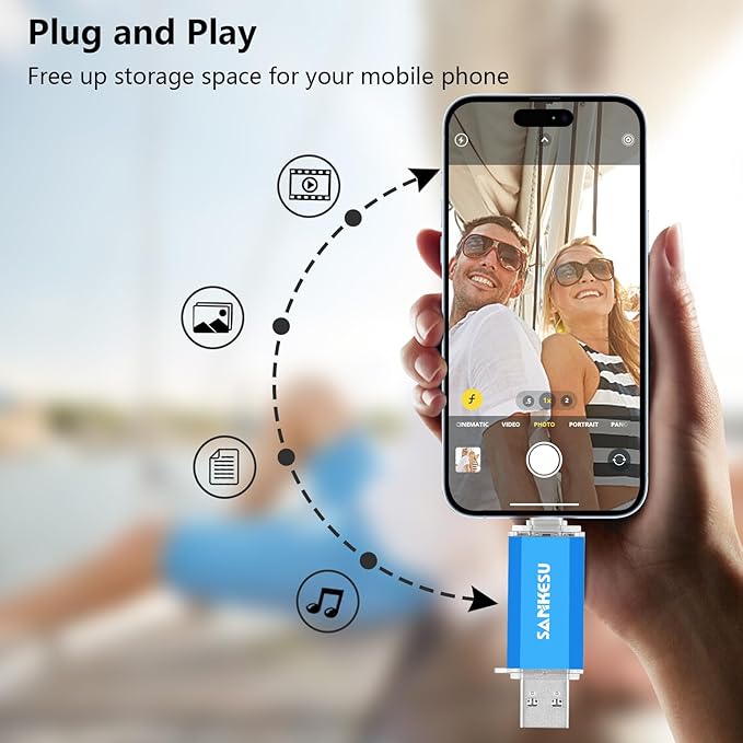3.0 USB C Flash Drive, USB-A & Type-C OTG Thumb Stick, Dual Memory Sticks Compatible with PC/Laptop/Type C Cell Phone and Tablet (Blue/Blue, 512GB)