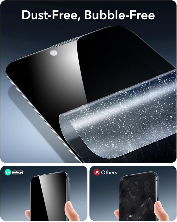 ESR 3 Pack 9H+ Glass for iPhone 13 Pro Max/iPhone 14 Plus Privacy Screen Protector, [Military Grade Shatterproof & Longest Durable] Armorite Anti-spy Tempered Glass with UltraFit Tray