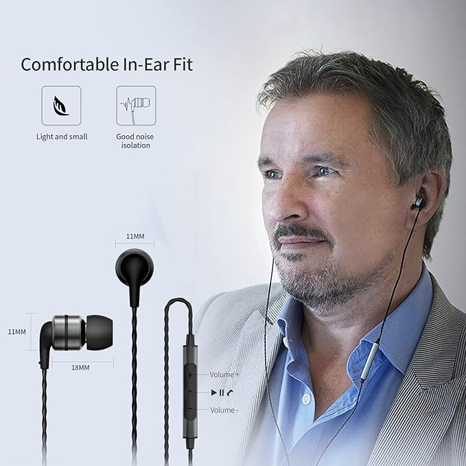SoundMAGIC E80C Wired Earbuds with Microphone HiFi Stereo Earphones Noise Isolating in Ear Headphones Comfortable Fit Super Bass for Audiophile Gunmetal