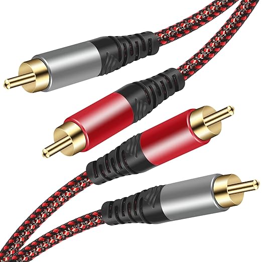 RCA Cable 12Ft,2Rca Male to 2-RCA Male Audio Stereo Subwoofer Cable [Hi-Fi Sound] Nylon-Braided Auxiliary Audio Cord for Home Theater, HDTV, Amplifiers, Hi-Fi Systems,Speakers and etc (12Ft)