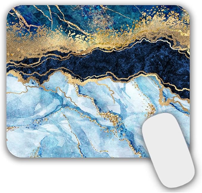 Mouse Pad, Gaming Mouse Pad, Non-Slip Rubber Base Mouse Mat with Designs for Laptop, Computer & Office, 9.5 x 7.9 x 0.12 inches (Marble 5)