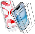 Glass Screen Protector for iPhone 15 Plus – Tempered Glass Screen Protector with Applicator Full Edge-to-Edge Protection, 9H Hardness, Oleophobic Coating - Accessories for iPhone 15 Plus