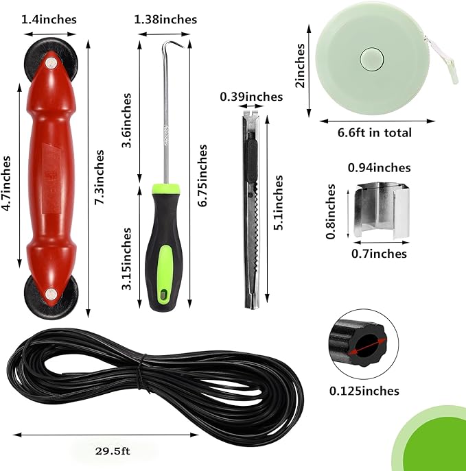 FLYZZZ Window Screen Door Repair Kit, 59‘’X118‘’ Fiberglass Mesh Replacement with Roller Tool/Hook/Spline/Cutter/Clips/Ruler, 7-in-1 Sliding Patio Door & Screen Door Repair Kit, Black
