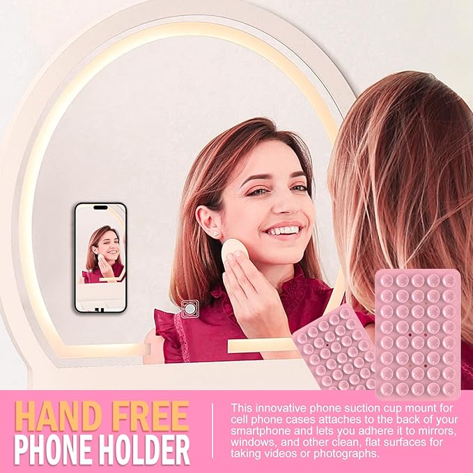 2PACK Silicone Double Sided Suction Phone Case Mount, Detachable Hands Free & Strong Grip Holder for Selfies & Videos, Compatible iPhone Android (Sand Pink, 2Pack 40 Suction Cups)
