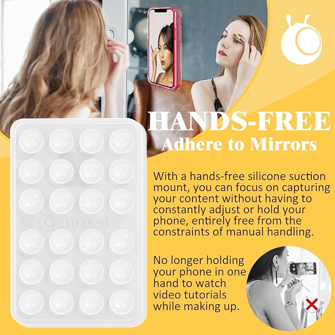 Anteel MAX Silicone Suction Phone Case Adhesive Mount, Upgraded Super Strong Grip, Durable, Easy to Use, Hands-Free Sticky Phone Holder for Selfies, Tiktok Videos, 2.56"x3.94" (LPK&LPK)