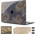 CISSOOK for MacBook Air 13 inch Case 2021 2020 2019 2018 Model M1 A2337 A2179 A1932, Black Hard Shell Case & Keyboard Cover & Screen Protector for MacBook Air 13 with Touch ID, Gorgeous Gold Floral