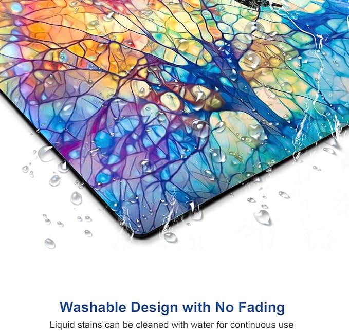 Hokafenle Mouse Pad, Cute Tree of Life Mouse Pad, Square Mouse Mat Design Waterproof Mouse Pads Non-Slip Rubber Base Mousepad for Office Home Laptop, Rainbow Tree