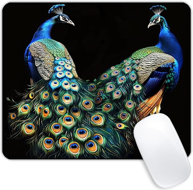 Square Mouse Pad Beautiful Peacock with Colorful Feathers-1,Gaming Mouse Pads for Desk,Soft Computer Waterproof Non-Slip Mouse Mat