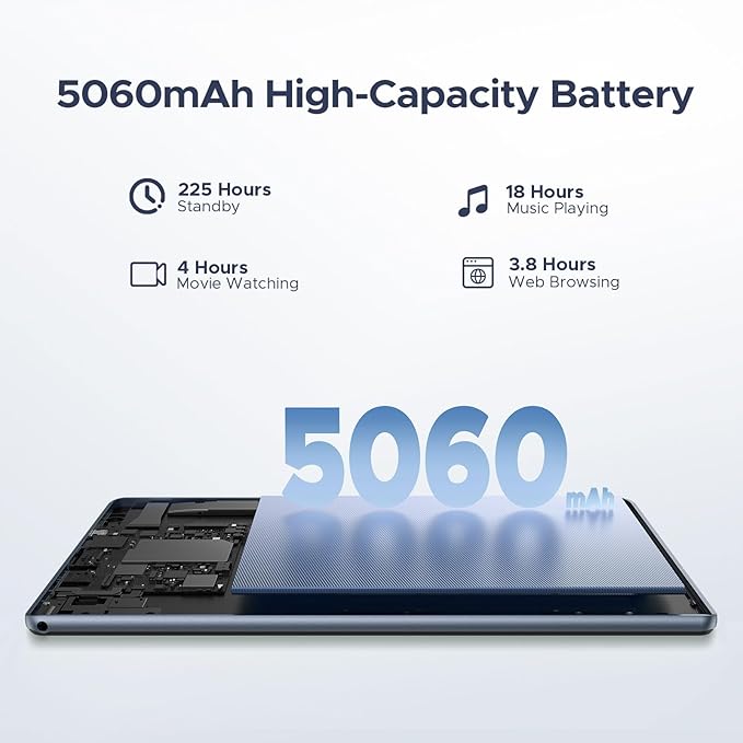 DOOGEE U10(2025) 10 inch Tablet with Keyboard, Android 15 Tablet 16GB+128GB/2TB Expand, 2.0GHz Quad Core Gaming Tablets,5060mAh,1280x800 IPS HD Touchscreen,WiFi 6,Dual Camera,BT5.0,Widevine L1,Blue
