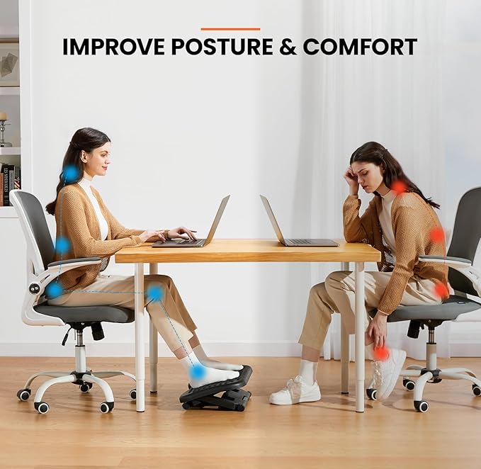 ErGear Under Desk Footrest, Adjustable Foot Rest with 3 Height Settings and 30-Degree Angle, Ergonomic Desk Foot Rest with Massage Texture, Foot and Leg Rest for Home & Office