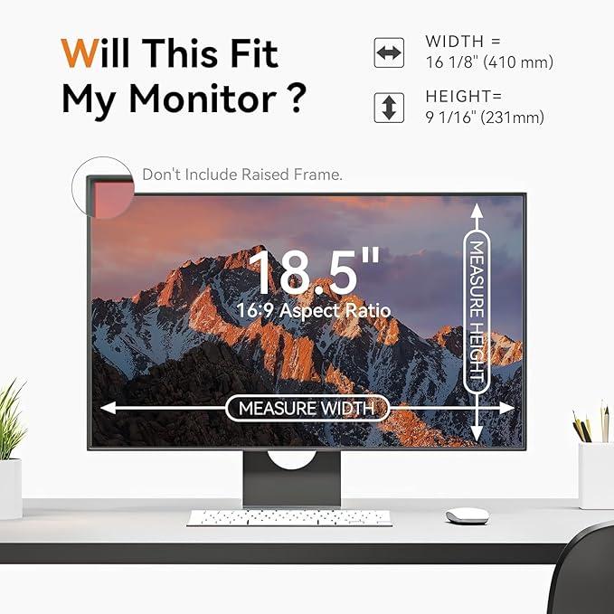 [5-Pack] 18.5 Inch Computer Privacy Screen for 16:9 Widescreen Monitor, Anti Glare Anti-UV Eye Protection Desktop PC LED Monitor Filter, Removable Anti-Scratch Screen Film 18in
