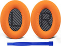 SoloWIT Replacement Earpads Cushions for Bose QuietComfort 35 (QC35) & Quiet Comfort 35 II (QC35 ii) Headphones, Ear Pads with Softer Leather, Noise Isolation Foam, Added Thickness (Orange)