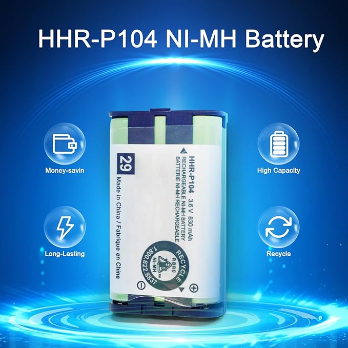 4PACK Cordless Phone HHR-P104 3.6V 830mAh Battery NI-MH AAA Rechargeable Battery for for Cordless Phones
