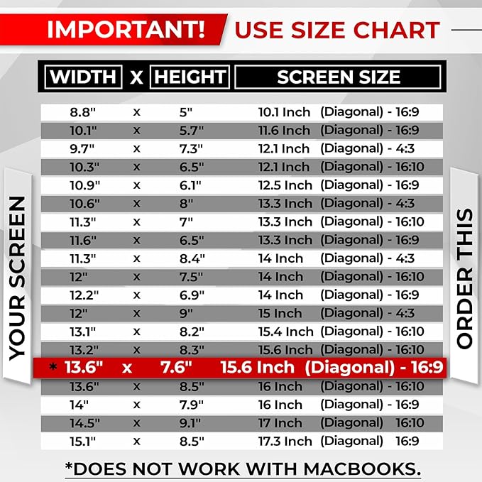 Magnetic Laptop Privacy Screen 15.6 Inch 16:9 - Removable Computer Privacy Filter Shield and Protector