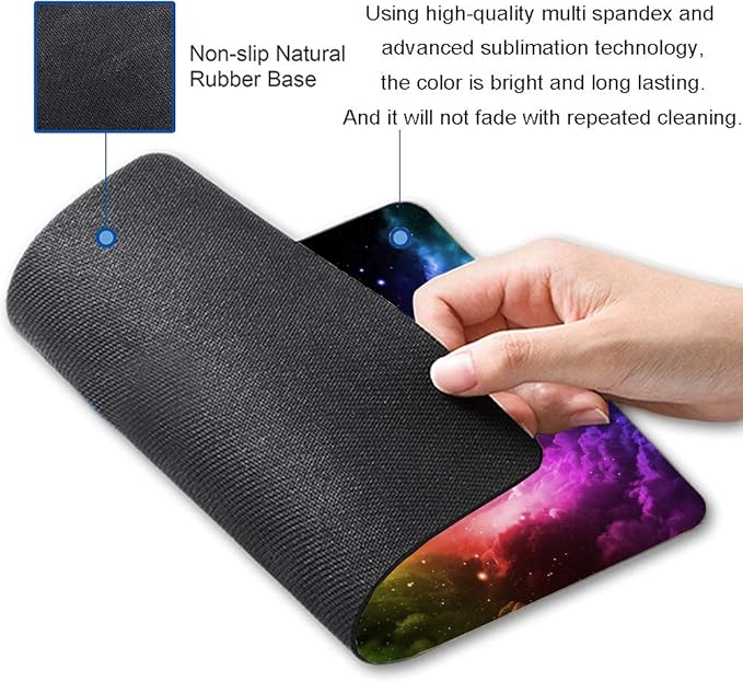 Mouse Pad, Gaming Mouse Pad, Galaxy Mouse Pad, Aurora Light Pattern Green and Purple Design Mouse Pads, Square Waterproof Mouse Pad Non-Slip Rubber Base MousePads for Office Home Laptop Travel