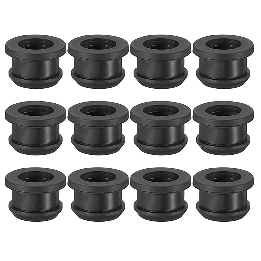 PATIKIL 15mm / 9/16 Inch Drill Hole,7/16 Inch ID Rubber Grommets, 12Pcs Top Hat Grommet for Wiring Eyelet Ring Gasket Automotive Firewall Cable Hole Plugs Wires Protection, Black