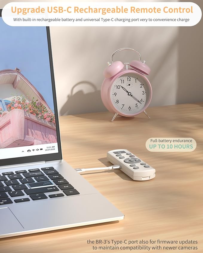 for Nikon Wireless Camera Remote Control - Aodelan Rechargeable Shutter Release Trigger with OLED Screen for Zfc, Z50, P1000,A1000, P950, B600; Replaces Nikon ML-L7(White)