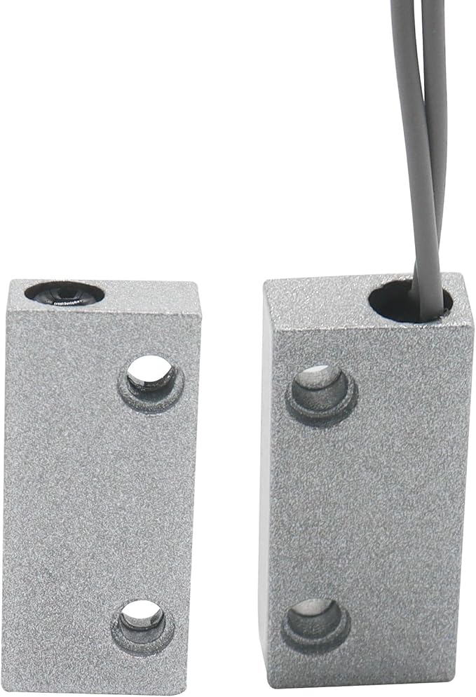 3Pcs Magnetic Reed Switch Wired Surface Mount Normally Closed NC Contact Sensor Alarm Magnetic Door Switch with 2 Wires, Zinc Alloy Sliver, MC-51