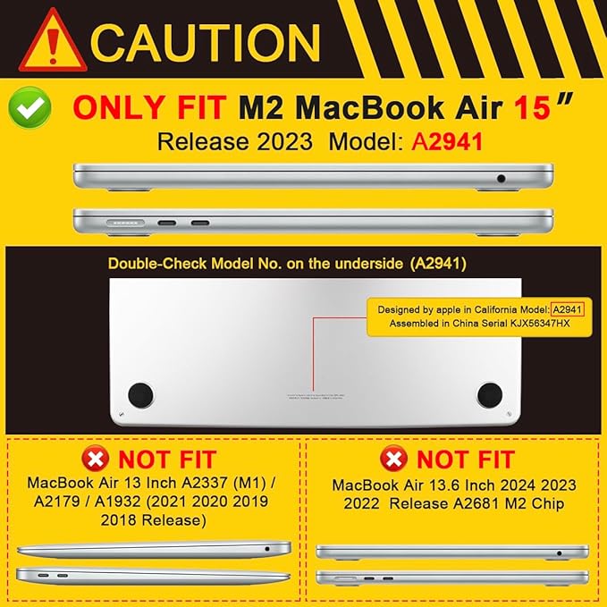 Batianda Premium Case for New MacBook Air 15 inch 2025 M4 2024 2023 with M3 M2 Chip Model A3241/A3114/A2941, Designed Protective Plastic Hardshell & Keyboard Cover & Screen Protector, Waves