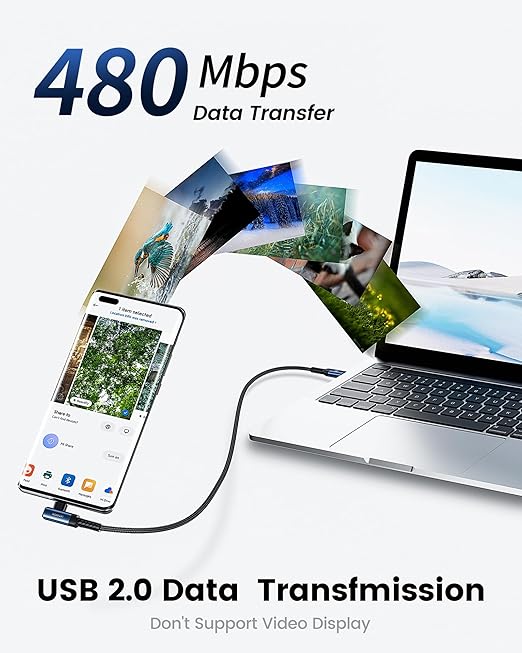 USB to USB C Cable [10ft, 2Pack ] USB A to Type C Right Angle Charger Cord 90 Degree Braided Fast Charging for iPhone 16/15/15 Plus/15 Pro/15 Pro Max/Samsung Galaxy S10 S10+, A15 A25, LG V30, Switch