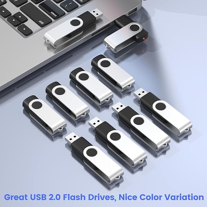 ABLAZE 2GB Flash Drives 500 Pack, USB 2.0 Thumb Drives Bulk Swivel Memory Stick Bulk USB 500 Pack Pendrives 2GB (Black)