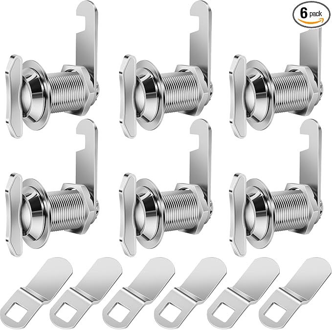 Thumb Operated Offset Cam Lock, 1" Cylinder Fits on 0.7" Max Door Thickness, Non-Locking Replacement Lock for RV Compartment Camper Storage, Cabinets, Drawers (1 Inch 6Pack)
