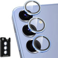 for Samsung Galaxy S25 Camera Lens Protector, Individual Metal Ring Tempered Glass Lens Cover, [Strong Adsorption] Scratch Resistant Ultra-Thin HD Clear Lens Cover, 1 Set-Blue