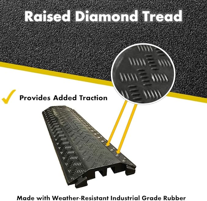 Kable Kontrol Drop Over Floor Cord Cover – 40” Inch Long 3 Channel Cable or Wire Protector – 5 Pcs Bulk Pack - Rubber Ramp for Indoor and Outdoor Use – Black