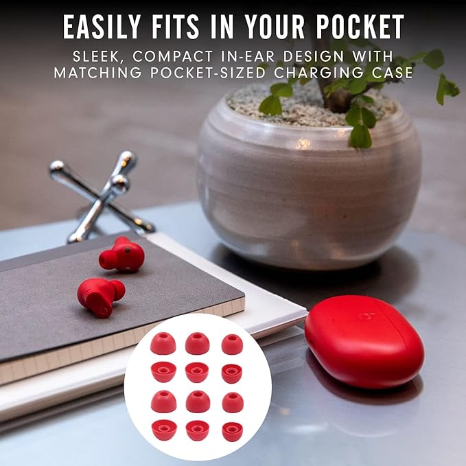 Replacement Silicone Ear Tips for Beats Fit Pro/Studio Buds/Studio Buds+ Headphone, 6 Pairs Earbuds Eartips L/M/S, Eargels Set Fit in Case, Earplug Ear Cap (Red)