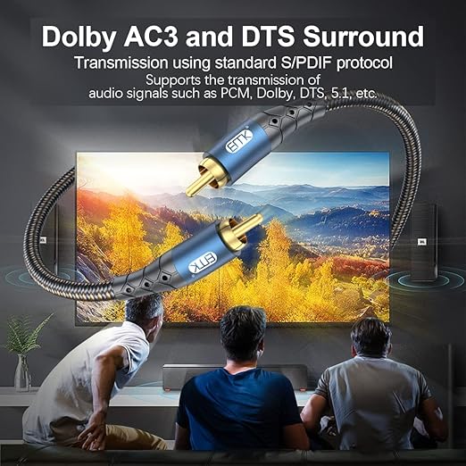 EMK Subwoofer Cable RCA to RCA Audio Cable 24K Gold-Plated Nylon Braided Double Shielded Digital Analogue Supports Amplifiers,Home Theater,Hi-Fi Systems,Subwoofer(30ft/10m)