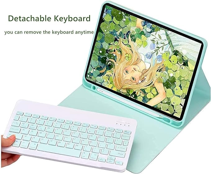 AnMengXinLing Keyboard Case for iPad mini 7th(A17 Pro) 2024/Mini 6th Generation with Mouse,Case for iPad mini7/mini6 with Detachable Wireless Keyboard Pencil Holder Slim Smart Cover, New Pink
