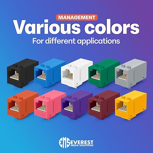 Everest 24-Pack Cat6 RJ45 Keystone Coupler - Female to Female - Cat 6, Cat5e Compatible - White