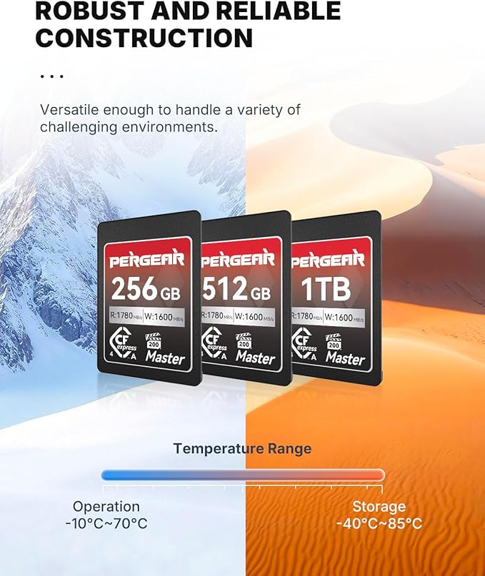Pergear 256GB CFexpress 4.0 Type A Memory Card (2-Pack),Up to 1780MB/S Read Speeds,USB4.0(PCIe 4.0),Raw,8K 30P Record,Compatible for Sony Camera,ILME-FX3,ILME-FX6,ILME-FX30(Black Silver Master Series)