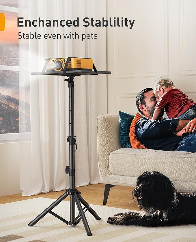 Perlegear Projector Stand Tripod, 21" to 45" Height Adjustable Laptop Stand, Portable Tall Projector Stand 90°Tilt with Spikes for Outdoor Movies, Camping, Office, Home, Stage, or Studio, DJ Rack