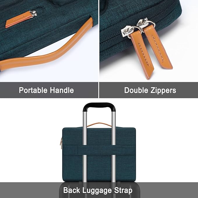 MOSISO 360 Protective Laptop Case 16 inch, 15-15.6 inch Laptop Sleeve Compatible with MacBook Pro 16, HP, Acer, Dell, Lenovo, ASUS, Side Open Carrying Case with 4 Zipper Pockets&Handle, Teal Green