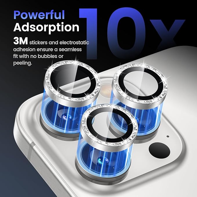 Tensea Camera Lens Protector Compatible for iPhone 16 Pro Max/16 Pro/14 Pro Max/14 Pro, Metal Aluminum Alloy Tempered Glass Cover Camera Screen Protector Accessories, Case Friendly