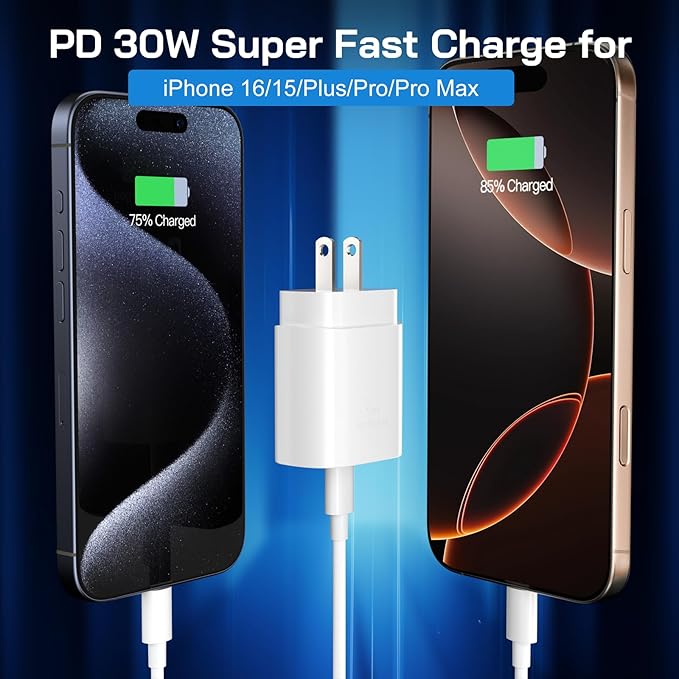 30W USB C i Phone 16 15 Charger Fast Charging,2PACK Wall Charger for iPhone 16 15 Pro Max Charger Cord 6.6FT Fast Type C Charger Block for iPhone 16/16 Pro/15 Plus/15 Pro/15 Pro Max,i Pad Pro/Air/Mini