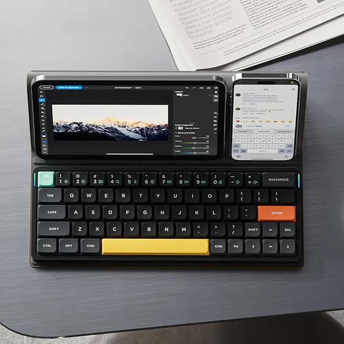 nuphy Air60 V2 Portable Wireless Keyboard 60% Low Profile Mechanical Keyboard Support QMK/VIA Compatible with Windows/mac OS/Linux Supports Bluetooth 5.1/2.4GHz/Wired (USB-C) Gateron Brown Switch