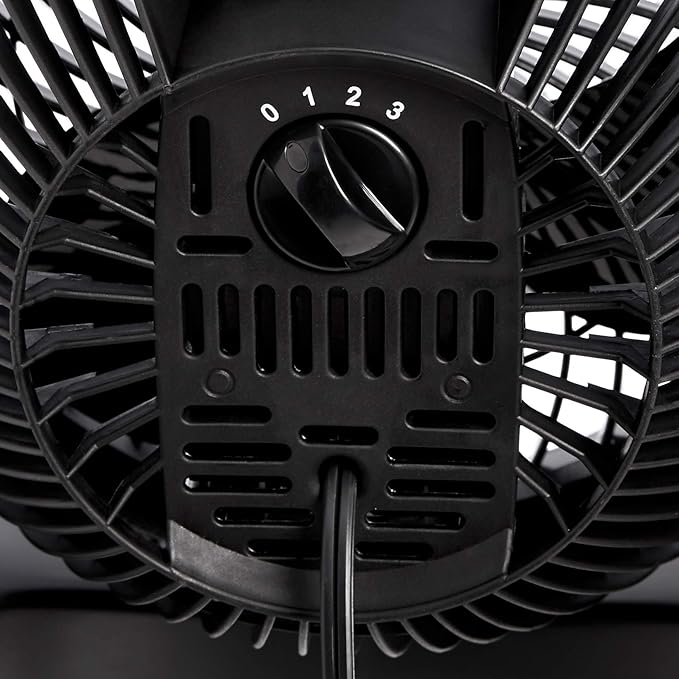 Amazon Basics Air Circulator Fan, Desk Fan for Bedroom, Home and Office, With 90-Degree Tilt Head, 3 Speed Settings, Lightweight (3 LBS), 35 Watts, Black, 11.1"W x 6.3"D x 10.9"H