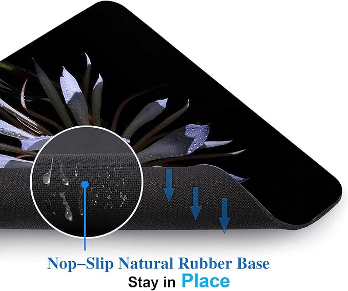 Night Blooming Flower Mouse Pad, Flawless White Flowers Mousepad for Design, Anti-Slip Rubber Base Wireless Mouse Pads for Laptop