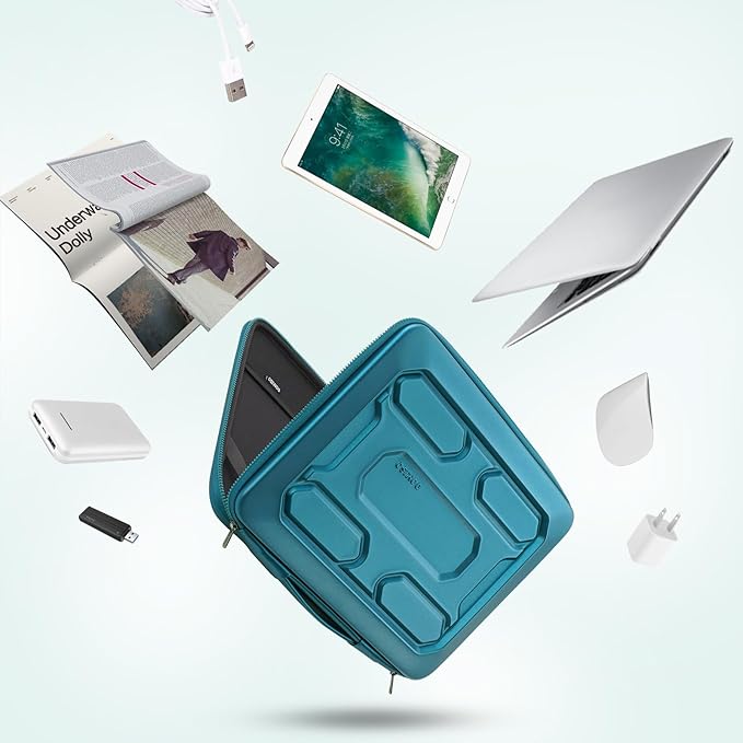DOMISO 17 inch Laptop Sleeve with Handle Shockproof Waterproof EVA Protective Case for 17.3" ZBook Fury 17.3 G8/MSI GS73VR Stealth Pro/HP Envy 17/LG Gram 17"/ROG Strix GL702VS, Teal