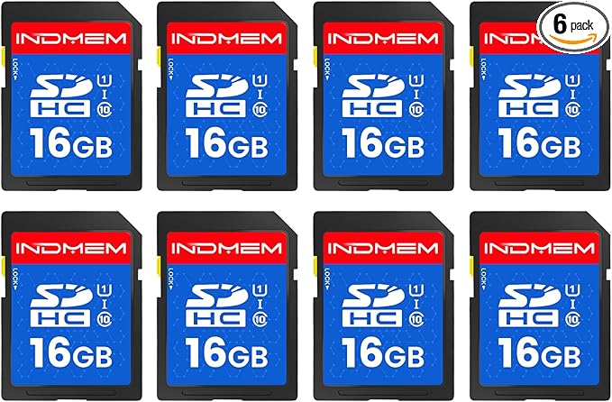 INDMEM SD Card 16GB, 8 Packs Class 10 16GB Flash Memory Card MLC Standard Secure Digital Cards Camera Card