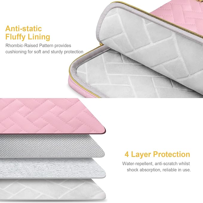 Lacdo 13 Inch Laptop Sleeve Case for 13 inch New MacBook Air M4 A3240 2025, M3 A3113, M2 A2681, M1 A2337 A2179 A1932 2024-2018 | 13" MacBook Pro M2/M1 A2338 A2251 A2289 Computer Bag, Sakura Pink