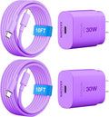 30W USB C i Phone 16 15 Charger Fast Charging, 2PACK Wall Charger for iPhone 16 15 Pro Max Charger Cord 10FT Fast Type C Charger Block for iPhone 16/16 Pro/15 Plus/15 Pro/15 Pro Max, iPad Pro, Purple