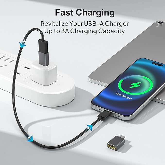 Elebase USB C to USB Adapter 4Pack,USBC Male to USB 3.0 Female MacBook Pro Air Adapter,Type C Thunderbolt 3 OTG Converter for Flash Thumb Drive,iPad mini,Mac,Apple iPhone 16 16e 15,Samsung S25 S24