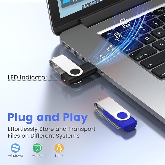 ABLAZE 4GB Flash Drives 500 Pack, USB 2.0 Thumb Drives Bulk Swivel Memory Stick Bulk USB 500 Pack Pendrives 4GB (Mixcolors)