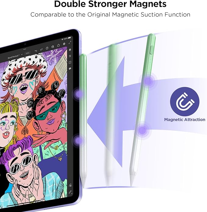 Stylus Pen for iPad 2018-2024, 15Mins Fast Charge for Apple iPad Pencil, Palm Rejection,Tilt Sensitivity,Pencil for iPad 10/9/8/7/6, iPad Pro 12.9"/11"/13" M4, iPad Air 5/4/3/11"-13" M2, iPad Mini 6/5