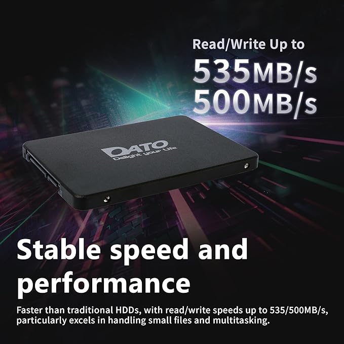 DATO 512GB SSD 2.5" SATA III Internal Solid State Drive, 3D NAND, SLC Cache, Up to 535/500 MB/s, Compatible with Laptop & PC Desktop